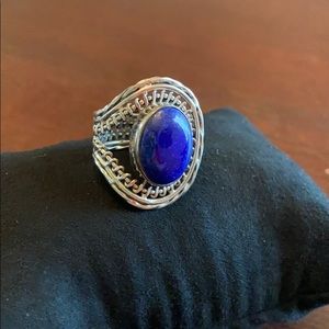 Blue lapis 925 silver ring, size 8